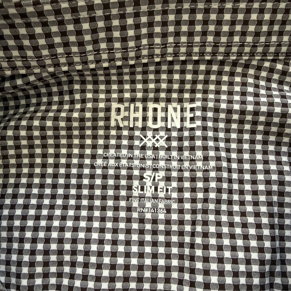 Rhone Commuter Shirt Mens Small Orso Brown Check Slim Fit Stretch Button Up - Picture 5 of 9